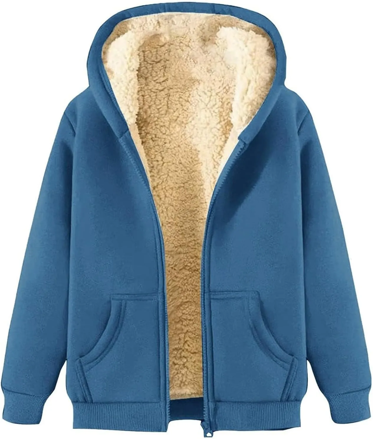 Womens Winter Tracksuits Fleece Sherpa Lined Zip Up Hoodies Thick Warm Lamb Woolen Jogger Pants Sweatsuit