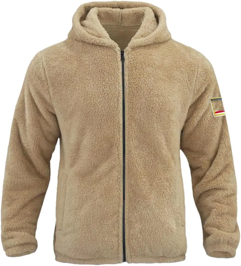 YTR6TW Men's Winter Zipper Coat Hooded Jacket Men's Plush Hooded Cardigan