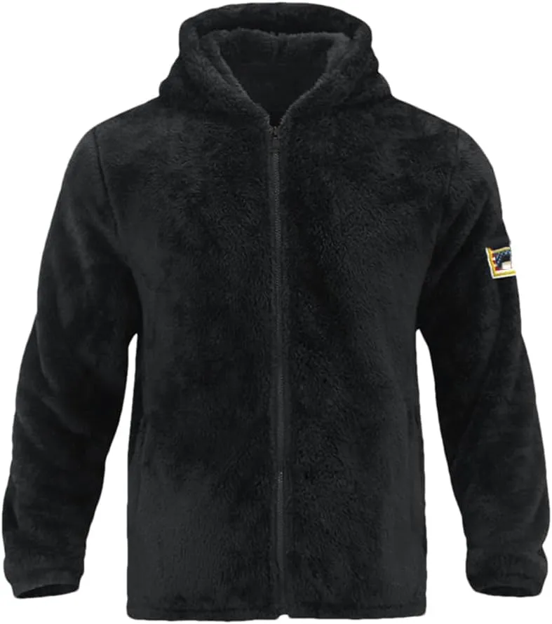 YTR6TW Men's Winter Zipper Coat Hooded Jacket Men's Plush Hooded Cardigan