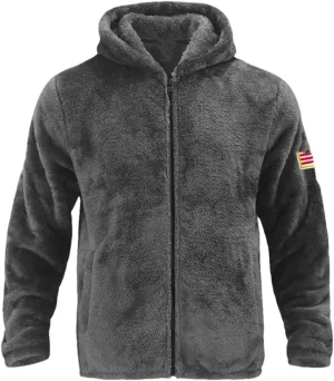 YTR6TW Men's Winter Zipper Coat Hooded Jacket Men's Plush Hooded Cardigan