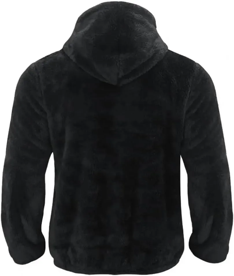 YTR6TW Men's Winter Zipper Coat Hooded Jacket Men's Plush Hooded Cardigan