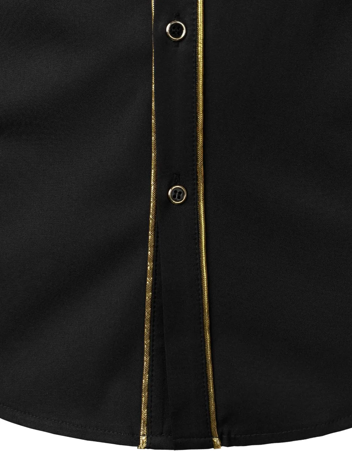ZEROYAA Men's Luxury Gold Embroidery Design Slim Fit Long Sleeve Button Up Dress Shirts