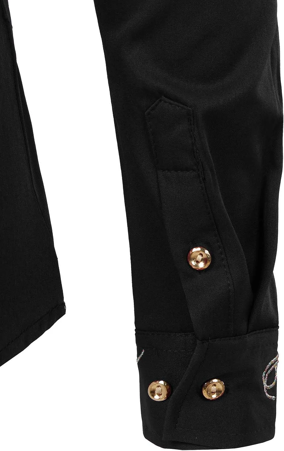 ZEROYAA Men's Luxury Gold Embroidery Design Slim Fit Long Sleeve Button Up Dress Shirts