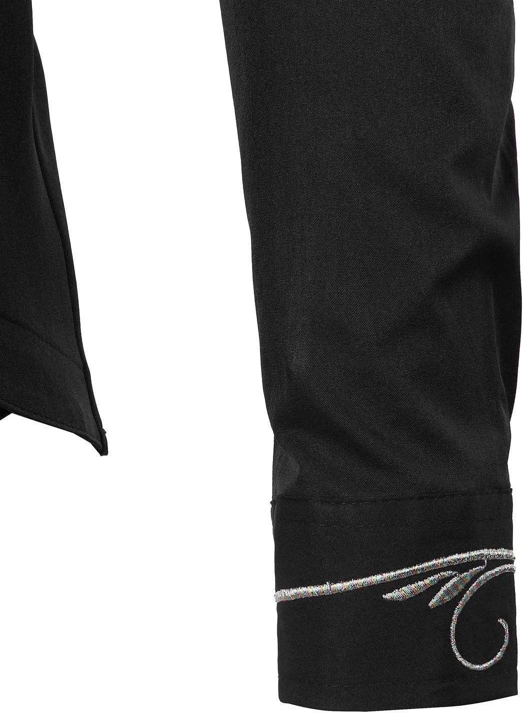 ZEROYAA Men's Luxury Gold Embroidery Design Slim Fit Long Sleeve Button Up Dress Shirts