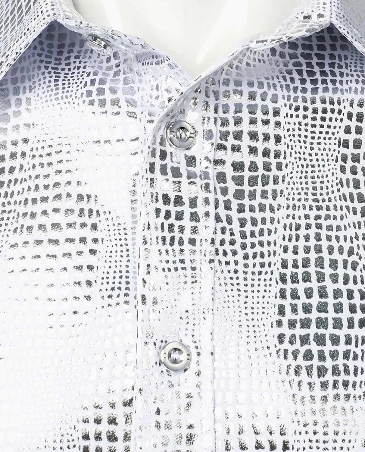 ZEROYAA Men's Luxury Paisley Dress Shirt Shiny Floral Printed Button Down Shirts for Party Prom