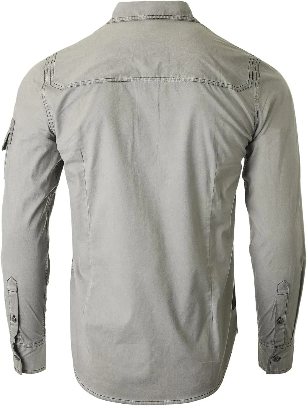 ZIMEGO Mens Military Shirt - Long Sleeve Stretch Casual Button Down for Men